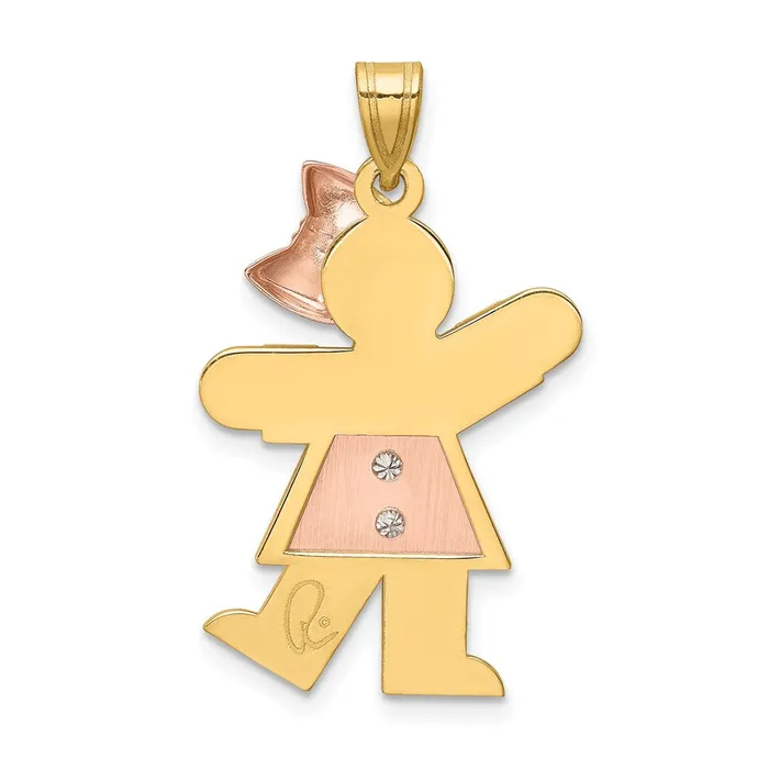 Goldiacom Rings 14k Two tone AA Diamond Kid Pendant