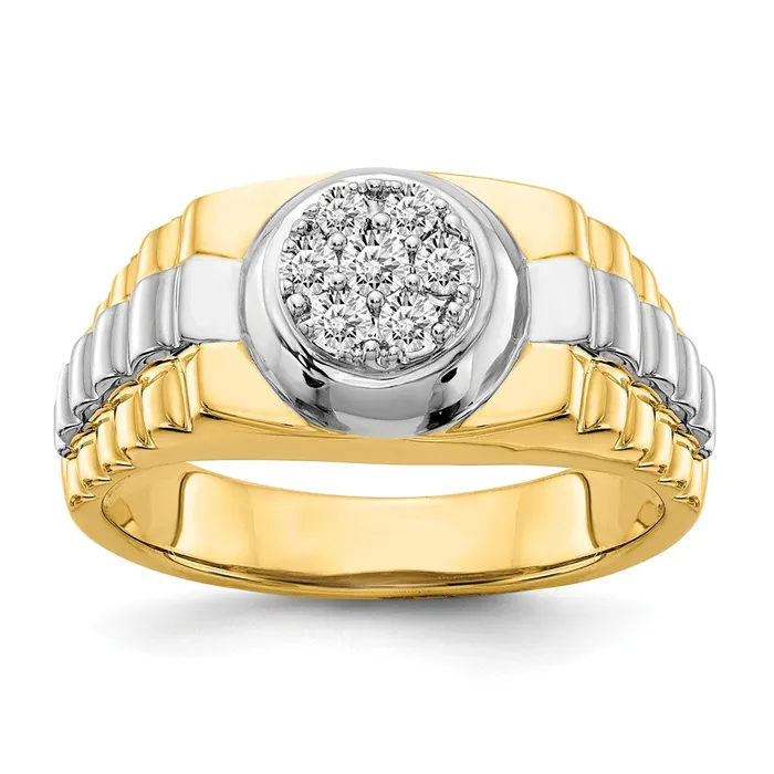 Goldiacom Rings 14k TwoTone Gold AAA Real Diamond mens ring