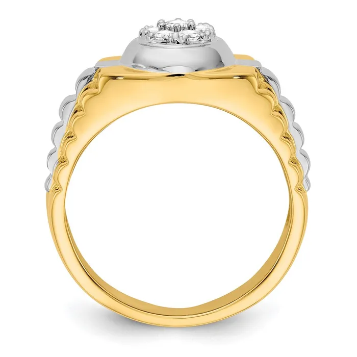 Goldiacom Rings 14k TwoTone Gold AAA Real Diamond mens ring