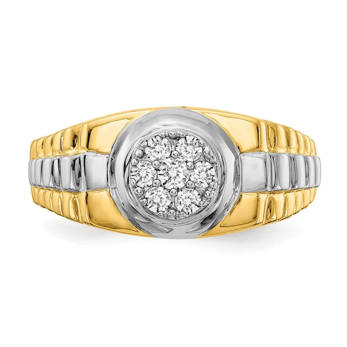 Goldiacom Rings 14k TwoTone Gold AAA Real Diamond mens ring