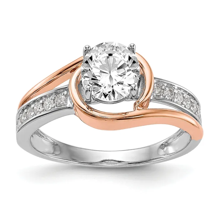 Goldiacom Rings 14k Two tone Peg Set Simulated Diamond By Pass Engagement Ring Goldiacom Rings 14k Two tone Peg Set Simulated Diamond By Pass Engagement Ring