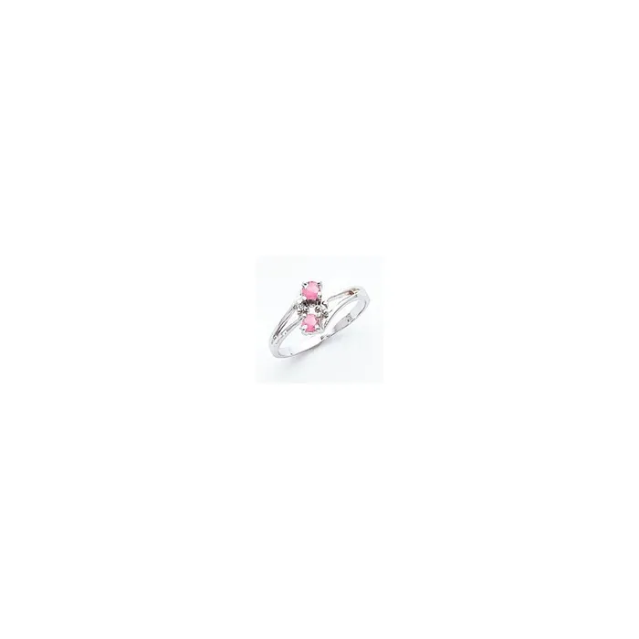 Goldiacom Rings 14k White Gold 3mm Pink Sapphire VS Real Diamond ring