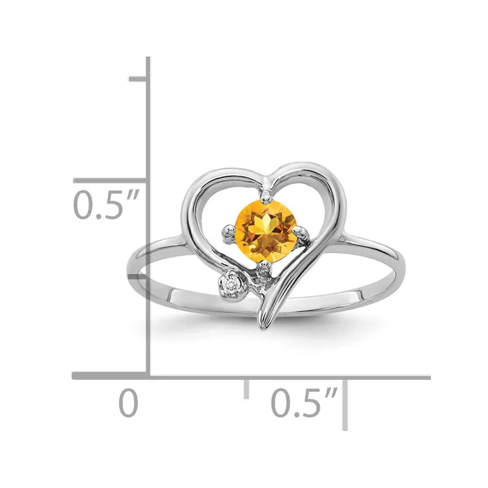 Goldiacom Rings 14k White Gold 4mm Citrine A Real Diamond ring