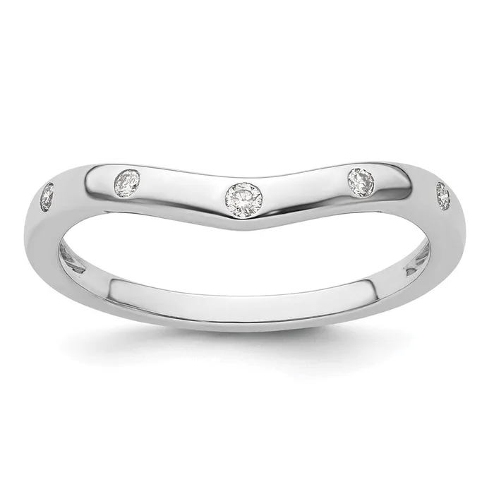 Goldiacom Rings 14k White Gold 5stone Curved Real Diamond Ring