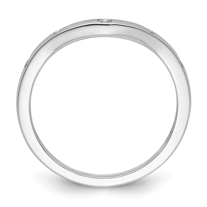 Goldiacom Rings 14k White Gold 5stone Curved Real Diamond Ring