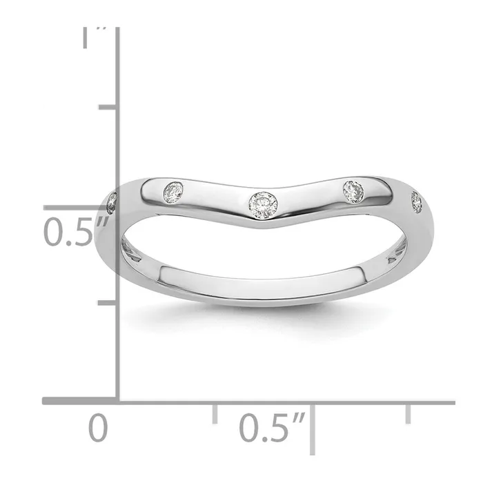 Goldiacom Rings 14k White Gold 5stone Curved Real Diamond Ring