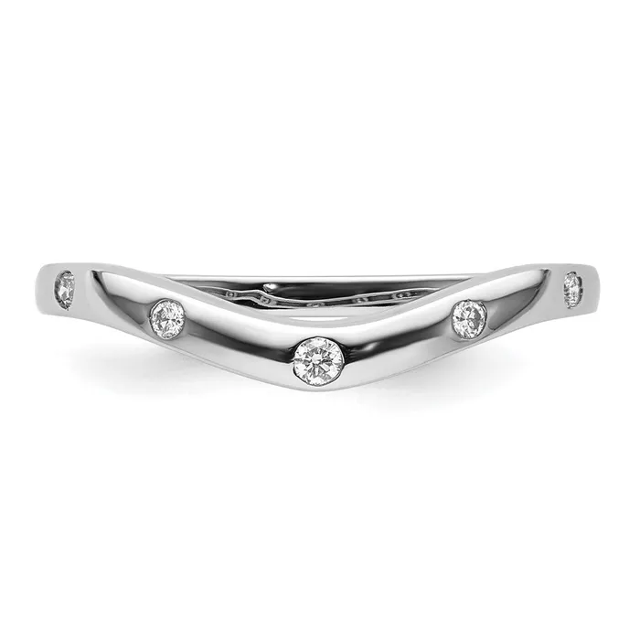 Goldiacom Rings 14k White Gold 5stone Curved Real Diamond Ring