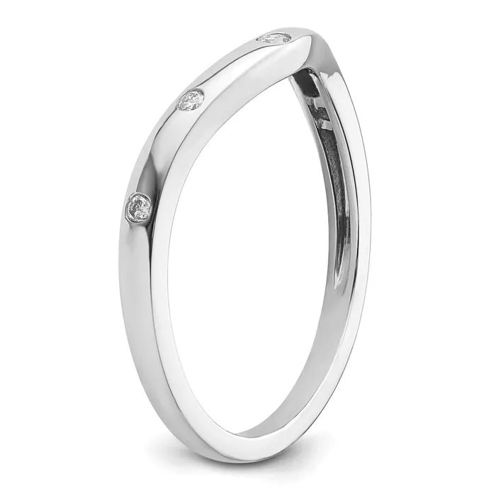 Goldiacom Rings 14k White Gold 5stone Curved Real Diamond Ring