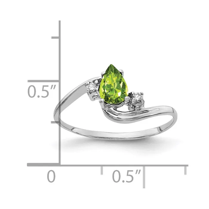 Goldiacom Rings 14k White Gold 6x4mm Pear Peridot A Real Diamond ring