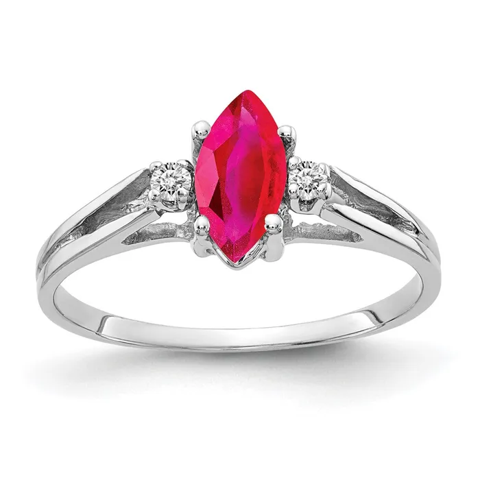Goldiacom Rings 14k White Gold 8x4mm Marquise Ruby VS Real Diamond ring Goldiacom Rings 14k White Gold 8x4mm Marquise Ruby VS Real Diamond ring