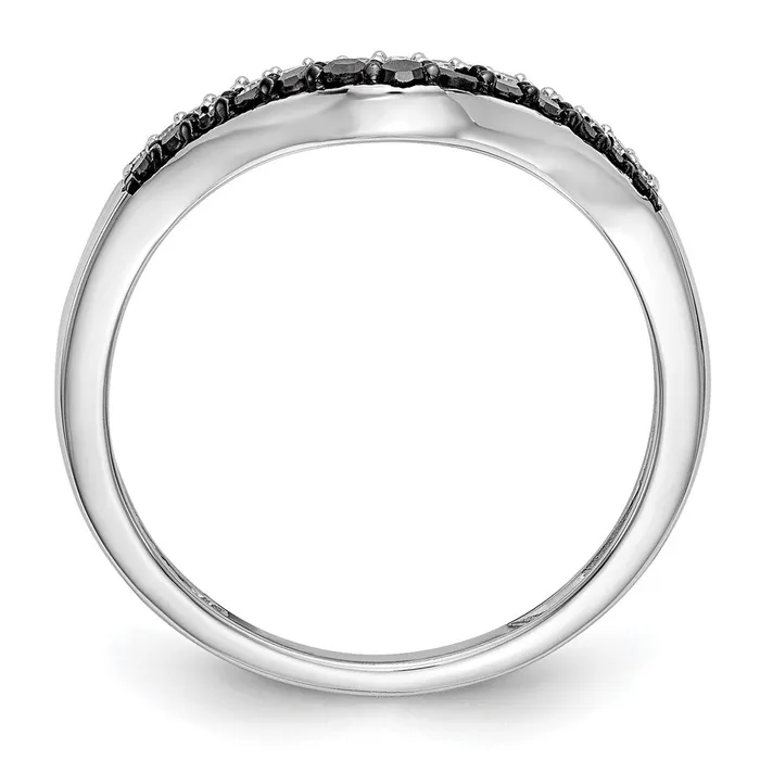 Goldiacom Rings 14K White Gold Black White Real Diamond Band