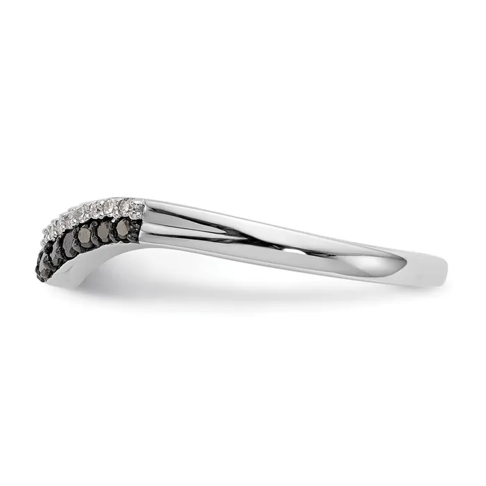 Goldiacom Rings 14K White Gold Black White Real Diamond Band