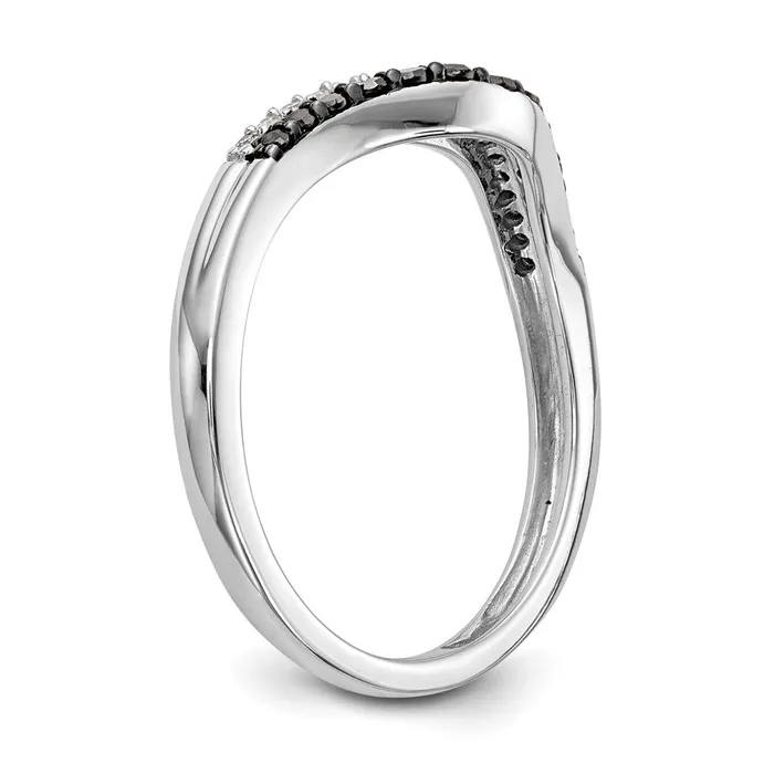 Goldiacom Rings 14K White Gold Black White Real Diamond Band