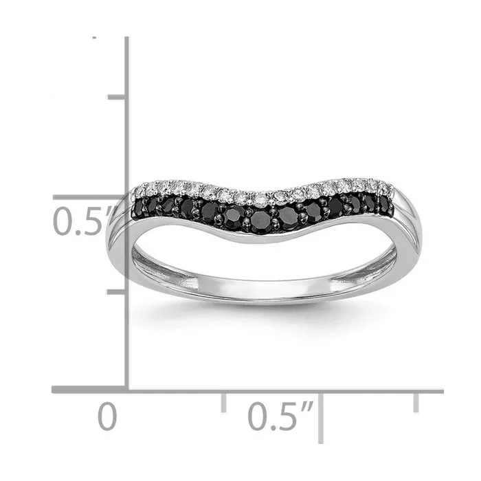 Goldiacom Rings 14K White Gold Black White Real Diamond Band