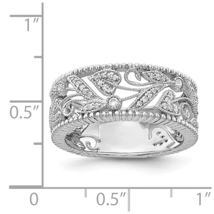 Goldiacom Rings 14k White Gold Flower Design Real Diamond Ring