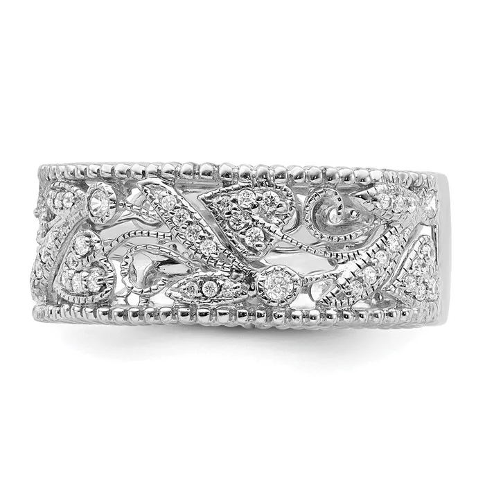 Goldiacom Rings 14k White Gold Flower Design Real Diamond Ring