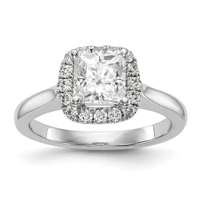 Goldiacom Rings 14K White Gold Princess Simulated Diamond Cushion Halo Engagement Ring Goldiacom Rings 14K White Gold Princess Simulated Diamond Cushion Halo Engagement Ring