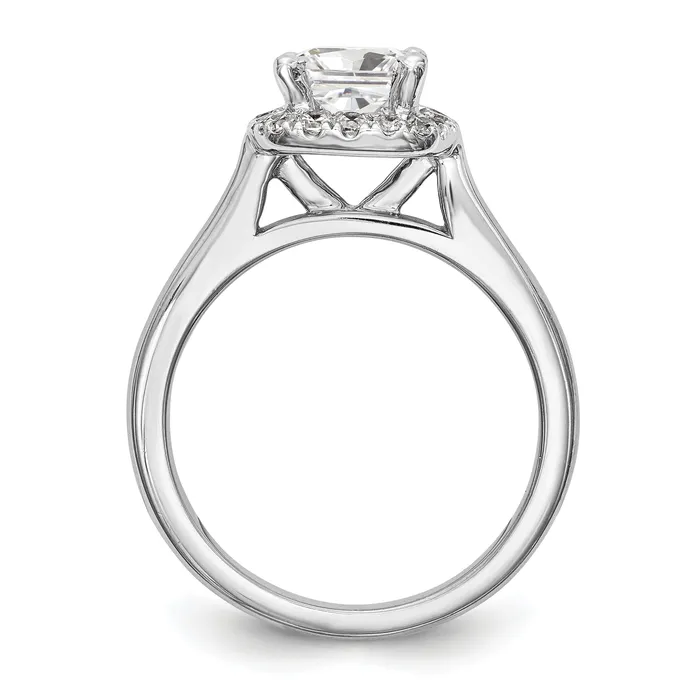 Goldiacom Rings 14K White Gold Princess Simulated Diamond Cushion Halo Engagement Ring