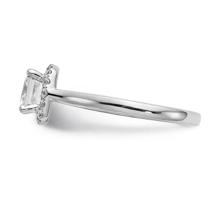 Goldiacom Rings 14K White Gold Princess Simulated Diamond Cushion Halo Engagement Ring