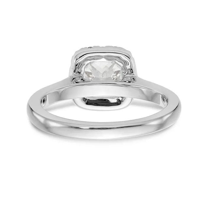 Goldiacom Rings 14K White Gold Princess Simulated Diamond Cushion Halo Engagement Ring