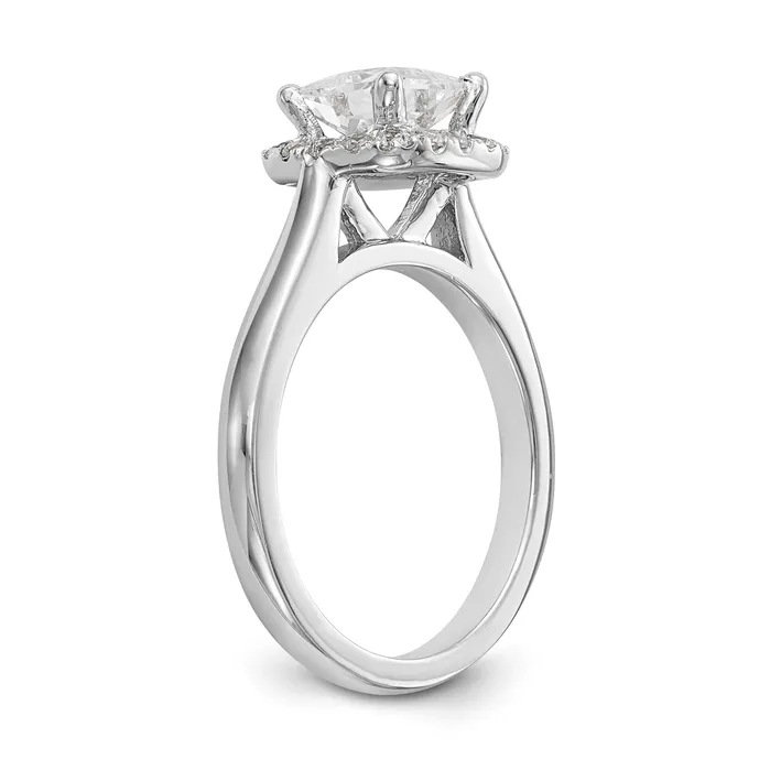 Goldiacom Rings 14K White Gold Princess Simulated Diamond Cushion Halo Engagement Ring