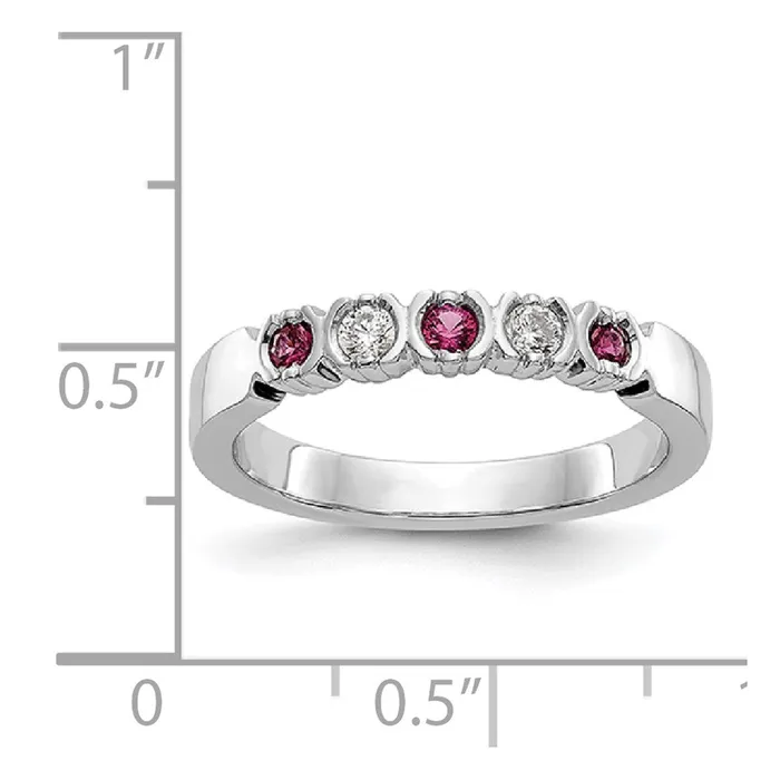Goldiacom Rings 14k White Gold Real Diamond wRuby Band
