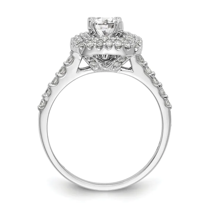 Goldiacom Rings 14K White Gold Simulated Diamond Double Cushion HaloEngagement Ring