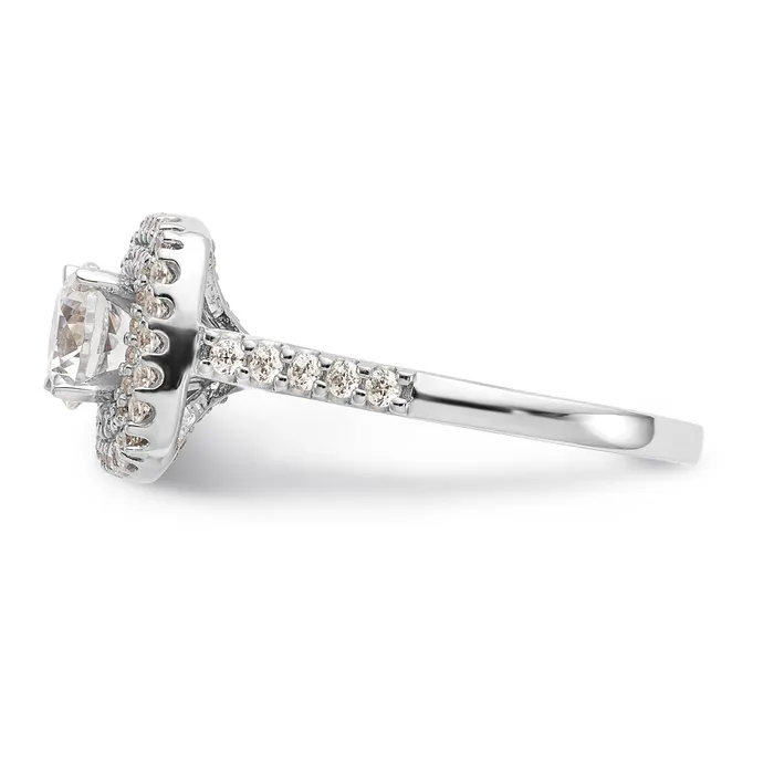 Goldiacom Rings 14K White Gold Simulated Diamond Double Cushion HaloEngagement Ring