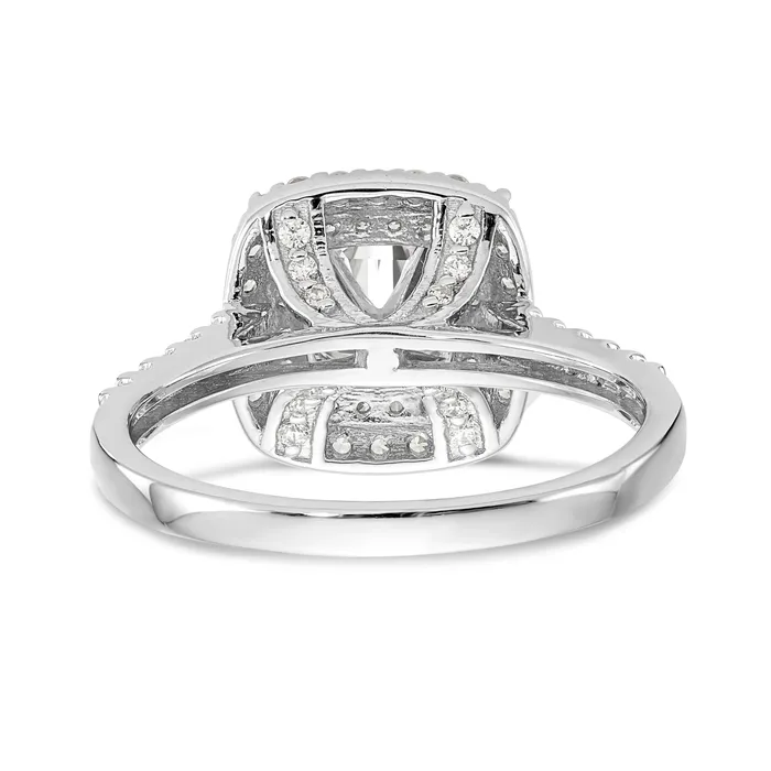 Goldiacom Rings 14K White Gold Simulated Diamond Double Cushion HaloEngagement Ring