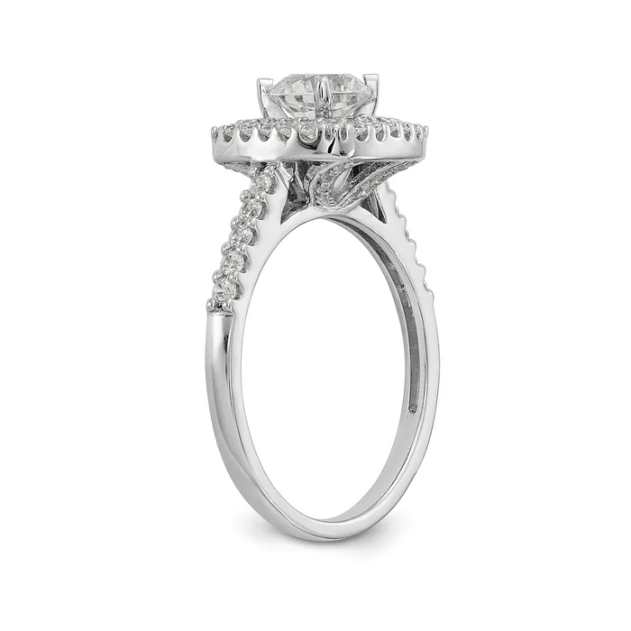 Goldiacom Rings 14K White Gold Simulated Diamond Double Cushion HaloEngagement Ring