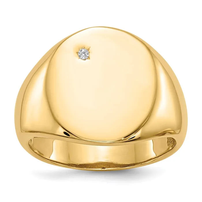 Goldiacom Rings 14K Yellow Gold 170x150mm Open Back VS Real Diamond Mens Signet Ring Goldiacom Rings 14K Yellow Gold 170x150mm Open Back VS Real Diamond Mens Signet Ring