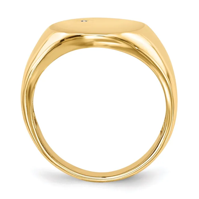 Goldiacom Rings 14K Yellow Gold 170x150mm Open Back VS Real Diamond Mens Signet Ring