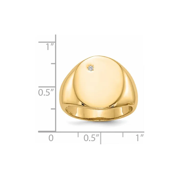 Goldiacom Rings 14K Yellow Gold 170x150mm Open Back VS Real Diamond Mens Signet Ring