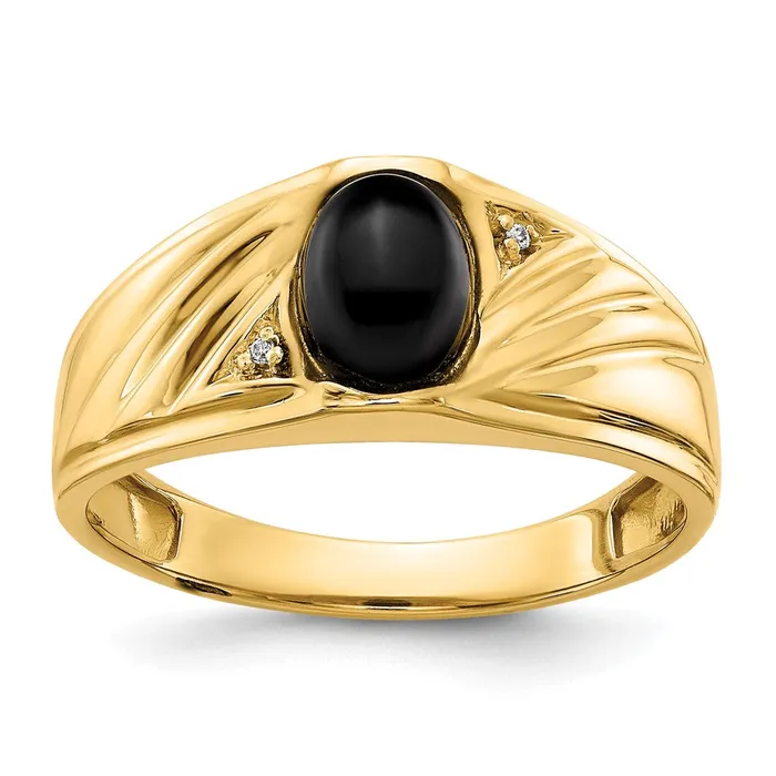 Goldiacom Rings 14K Yellow Gold AA Real Diamond mens ring