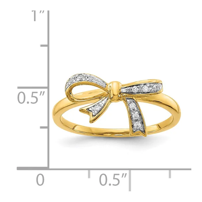 Goldiacom Rings 14K Yellow Gold wRhodium Real Diamond Bow Ring