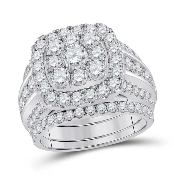 Goldiacom Rings 40 Ct Diamond Cushion Halo Engagement Wedding Bridal Ring Set in 14K White Gold Goldiacom Rings 40 Ct Diamond Cushion Halo Engagement Wedding Bridal Ring Set in 14K White Gold