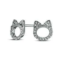 Goldia Earrings 02 CT TW Diamond Cat Stud Earrings in Sterling Silver