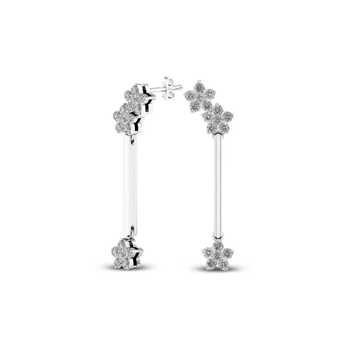 Goldia Earrings 033 CT TW Diamond Triple Star Drop Earrings in 10K White Gold Goldia Earrings 033 CT TW Diamond Triple Star Drop Earrings in 10K White Gold