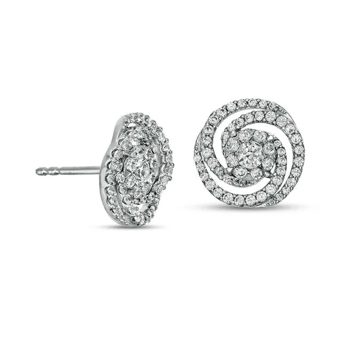 Goldia Earrings 075 CT TW Diamond Swirl Stud Earrings in 10K White Gold Goldia Earrings 075 CT TW Diamond Swirl Stud Earrings in 10K White Gold