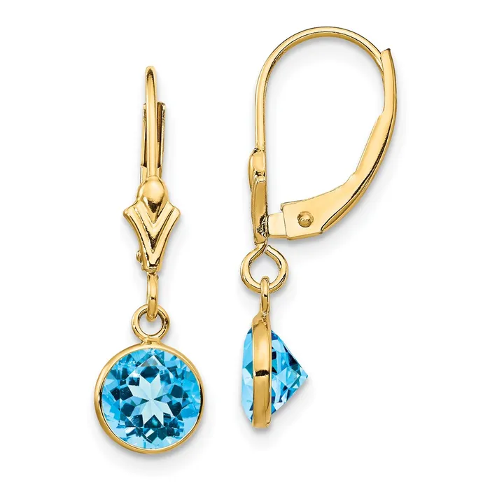 Goldia Earrings 14K Blue Topaz Leverback Earrings