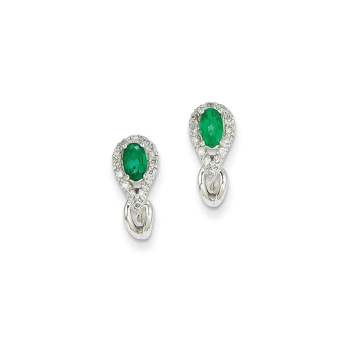 Goldia Earrings 14k White Gold 18Ct Real Diamond u0026 Emerald Earrings