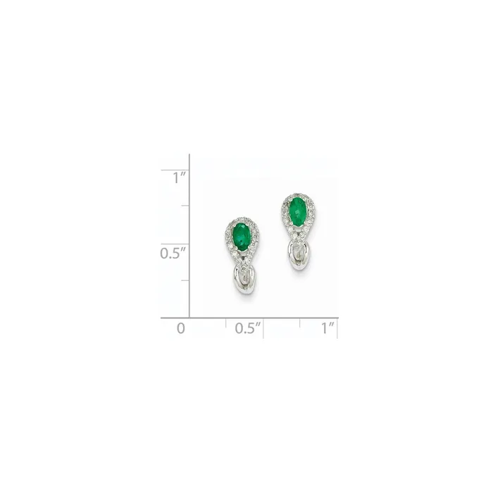 Goldia Earrings 14k White Gold 18Ct Real Diamond u0026 Emerald Earrings
