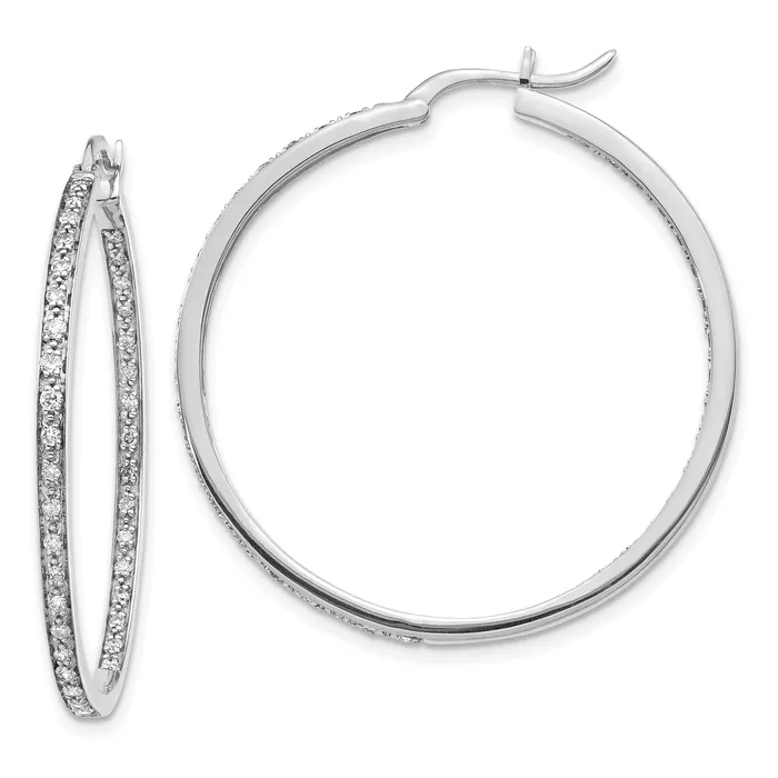 Goldia Earrings 14k White Gold 58 Ct Lab Grown Diamond VSSI G In and Out Hoop Earrings Goldia Earrings 14k White Gold 58 Ct Lab Grown Diamond VSSI G In and Out Hoop Earrings