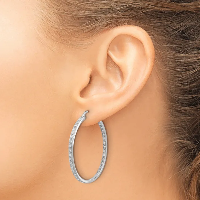 Goldia Earrings 14k White Gold 58 Ct Lab Grown Diamond VSSI G In and Out Hoop Earrings