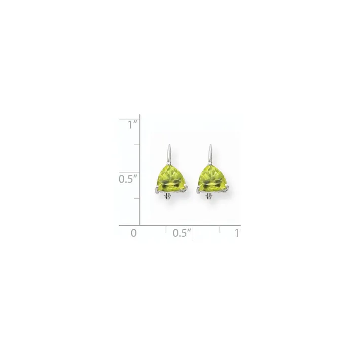 Goldia Earrings 14k White Gold 7mm Trillion Peridot Leverback Earrings