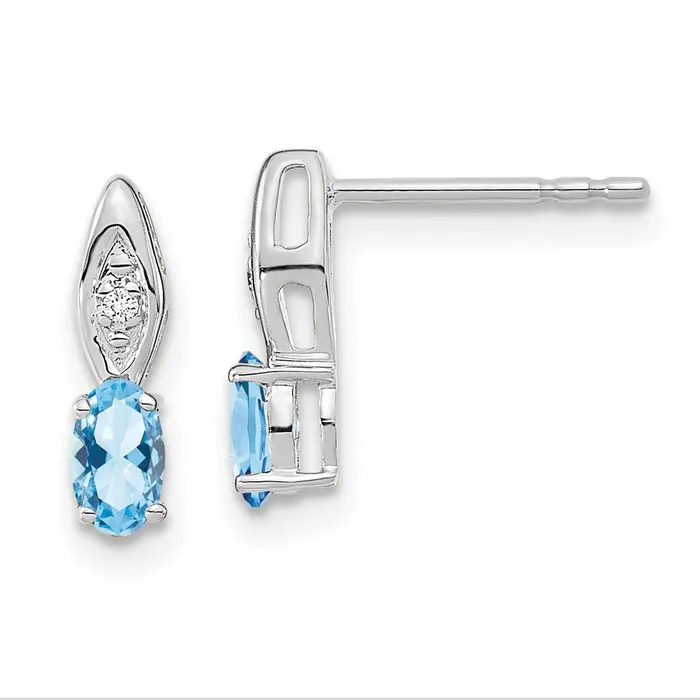 Goldia Earrings 14k White Gold Aquamarine and Diamond Post Earrings
