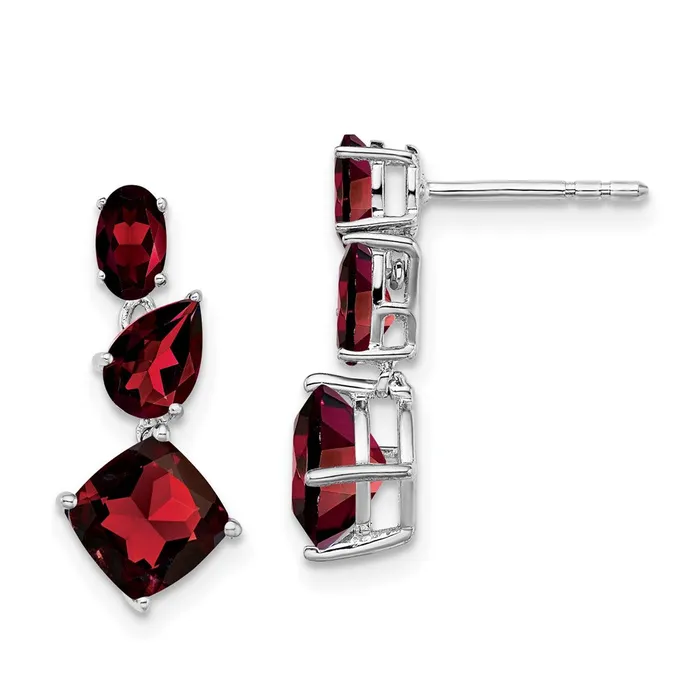 Goldia Earrings 14k White Gold Garnet Dangle Earrings