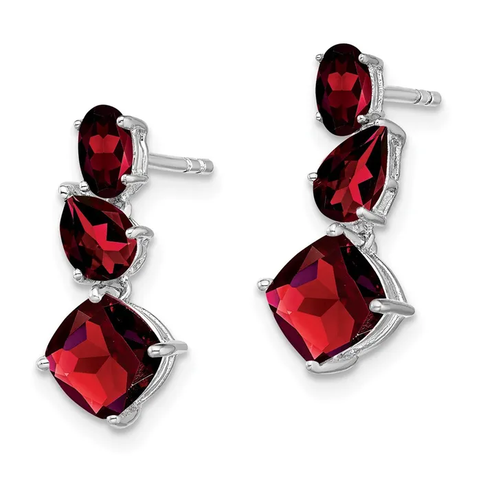 Goldia Earrings 14k White Gold Garnet Dangle Earrings