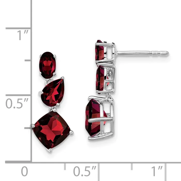 Goldia Earrings 14k White Gold Garnet Dangle Earrings