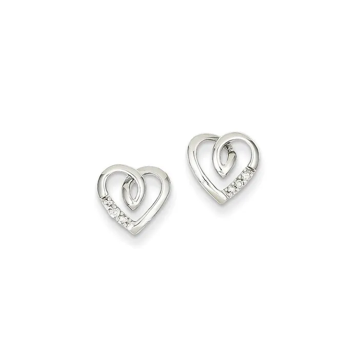 Goldia Earrings 14K White Gold Heart Post Earrings